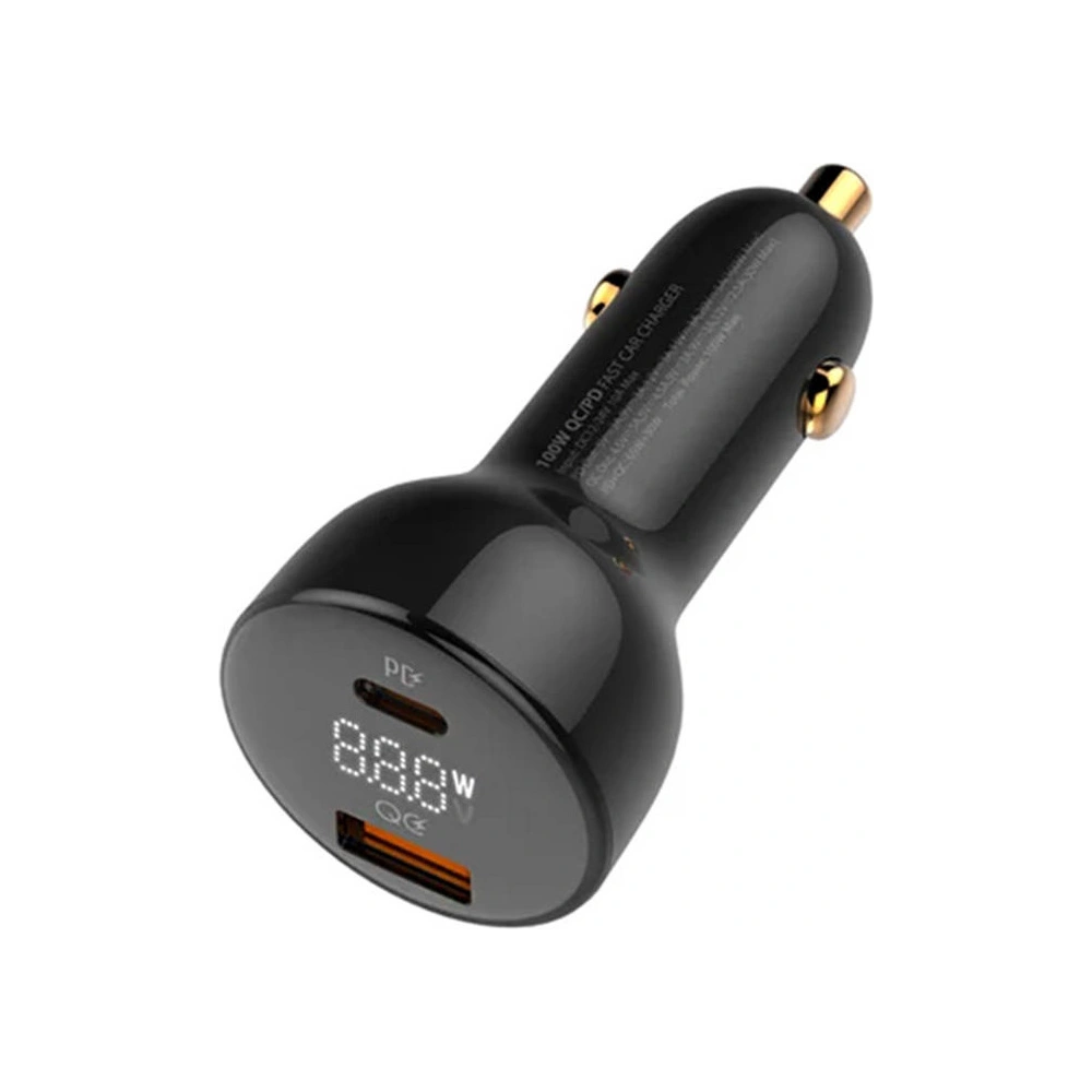 Ładowarka samochodowa LDNIO C101, USB + USB-C, 100W + kabel USB-A/microUSB (czarna)