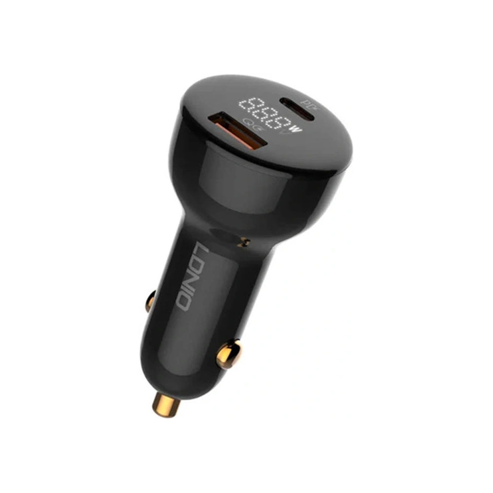 Ładowarka samochodowa LDNIO C101, USB + USB-C, 100W + kabel USB-A/Lightning