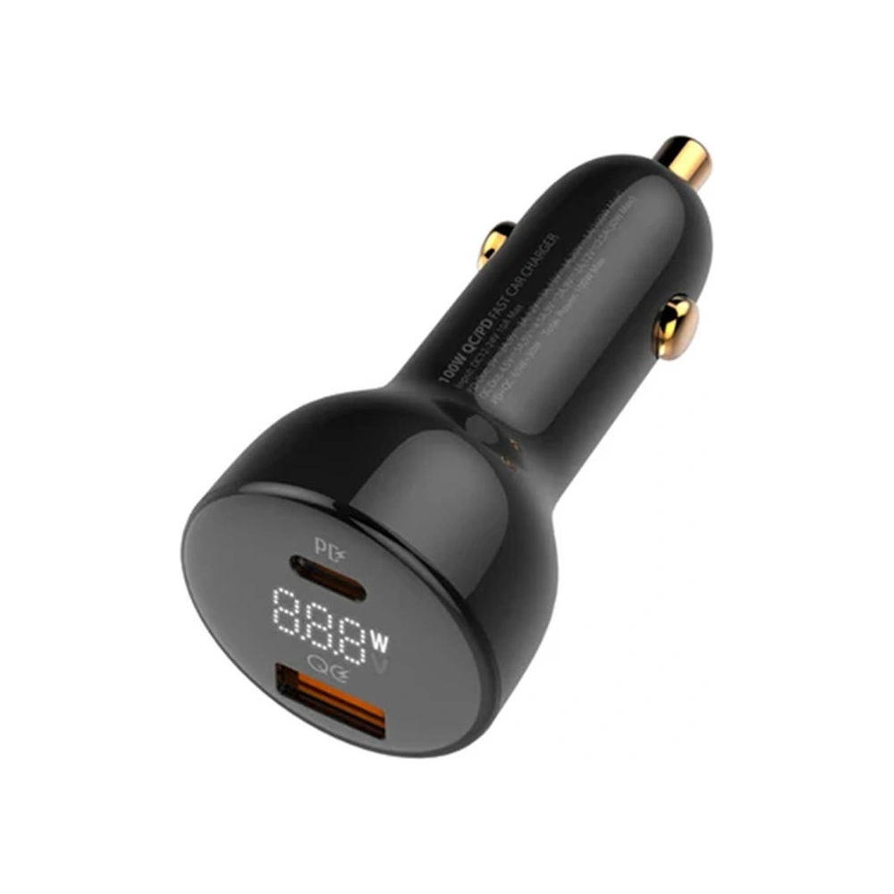 Ładowarka samochodowa LDNIO C101, USB + USB-C, 100W + kabel USB-C/USB-C (czarna)