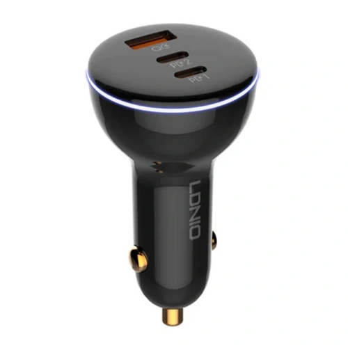 Kup Încărcător auto LDNIO C102, USB + 2x USB-C, 160W + cablu USB-A/Lightning (negru) - LDN460 - {ean13} - Sklep Home Screen