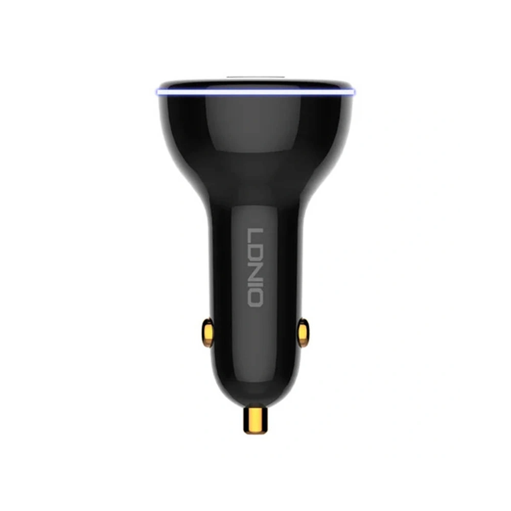 Ładowarka samochodowa LDNIO C102, USB + 2x USB-C, 160W + kabel USB-A/Lightning (czarna)