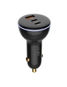 Încărcător auto LDNIO C102, USB + 2x USB-C, 160W + cablu USB-C/Lightning (negru)