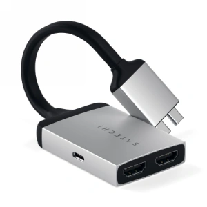 Buy Satechi Dual Aluminium Adapter 2xUSB-C, 2x 4K HDMI (silver) - STH48 - {ean13} - Home Screen Store Europe