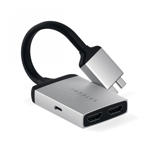 Kup Satechi Adapter Dual Aluminium Adapter 2xUSB-C, 2x 4K HDMI (silber) - STH48 - {ean13} - Sklep Home Screen