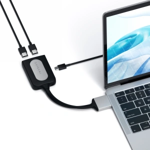 Buy Satechi Dual Aluminium Adapter 2xUSB-C, 2x 4K HDMI (silver) - STH48 - {ean13} - Home Screen Store Europe