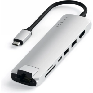 Buy Satechi Aluminium Adapter Slim USB-C (USB-C, 2x USB-A, 4K HDMI, card reader) (silver) - STH49 - {ean13} - Home Screen Store Europe