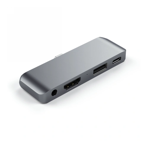Kup Satechi Hub Aluminium Mobile Pro Hub USB-C (USB-C 60W, 4K HDMI, USB-A 3.0, Klinkenanschluss) (spacegrau) - STH55 - {ean13} - Sklep Home Screen