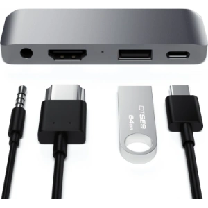 Kup Satechi Hub Aluminium Mobile Pro Hub USB-C (USB-C 60W, 4K HDMI, USB-A 3.0, Klinkenanschluss) (spacegrau) - STH55 - {ean13} - Sklep Home Screen