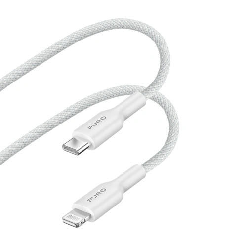 Kup Cablu PURO Fabric USB-C/Lightning MFi 1,2m (alb) - PUR711 - {ean13} - Sklep Home Screen