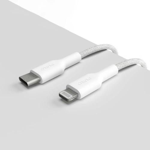 Kup Cablu PURO Fabric USB-C/Lightning MFi 1,2m (alb) - PUR711 - {ean13} - Sklep Home Screen