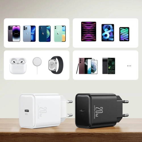 Kup Încărcătorul de rețea Joyroom JR-TCF06 USB-C 20W PD alb - JYR737 - {ean13} - Sklep Home Screen