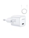 Hálózati töltő Joyroom JR-TCF02 USB-C 20W PD + USB C/Lightning kábel fehér