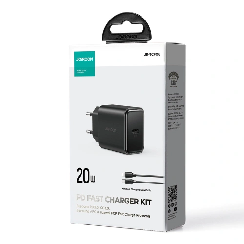 Kup Hálózati töltő Joyroom JR-TCF06 USB-C 20W PD + USB-C/Lightning kábel fekete - JYR742 - {ean13} - Sklep Home Screen