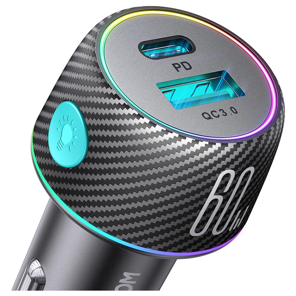 Ładowarka samochodowa Joyroom JR-CCN01 USB-C + USB-A 60W czarna