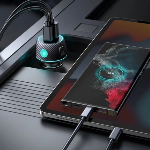 Kup Ładowarka samochodowa Joyroom JR-CCN01 USB-C + USB-A 60W czarna - JYR744 - {ean13} - Sklep Home Screen