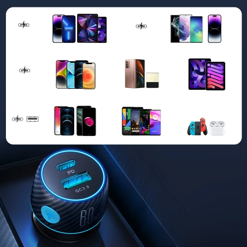 Kup Încărcător auto Joyroom JR-CCN01 USB-C + USB-A 60W negru - JYR744 - {ean13} - Sklep Home Screen