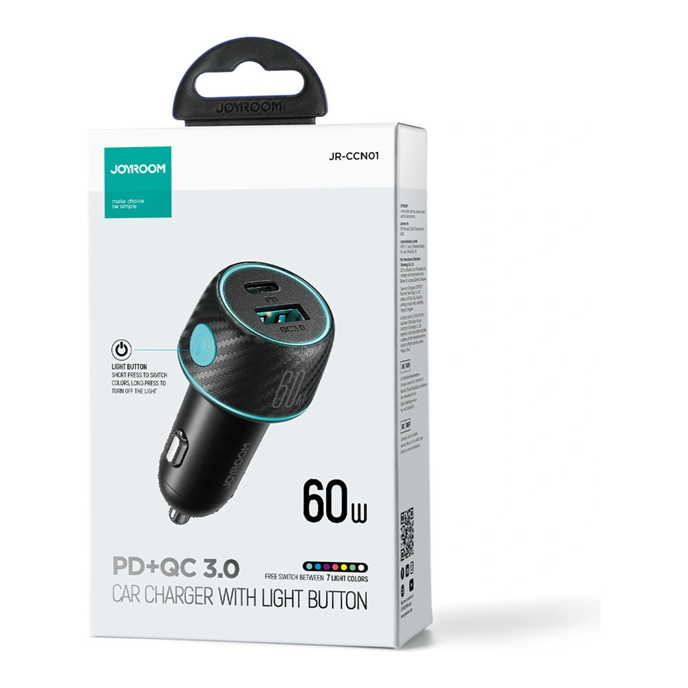 Ładowarka samochodowa Joyroom JR-CCN01 USB-C + USB-A 60W czarna