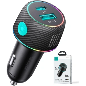 Kup Ładowarka samochodowa Joyroom JR-CCN01 USB-C + USB-A 60W czarna - JYR744 - {ean13} - Sklep Home Screen