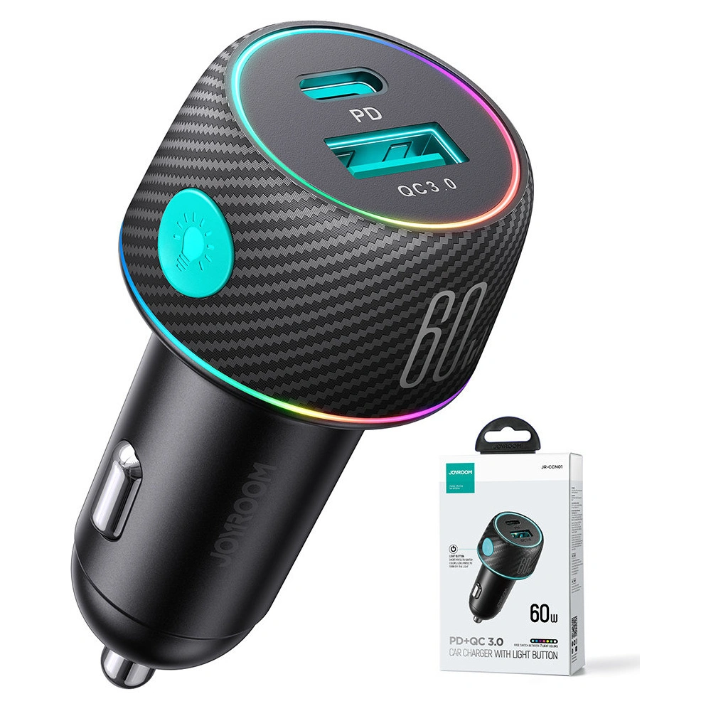 Ładowarka samochodowa Joyroom JR-CCN01 USB-C + USB-A 60W czarna