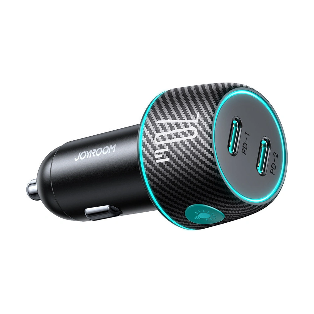 Ładowarka samochodowa Joyroom JR-CCN02 2x USB-C 70W LED czarna