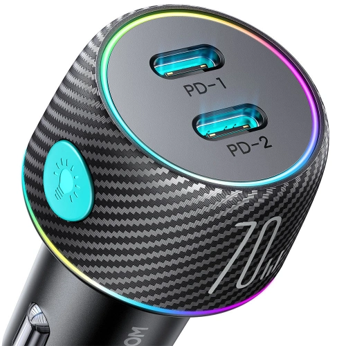 Kup Joyroom Autoladegerät JR-CCN02 2x USB-C 70W LED schwarz - JYR745 - {ean13} - Sklep Home Screen
