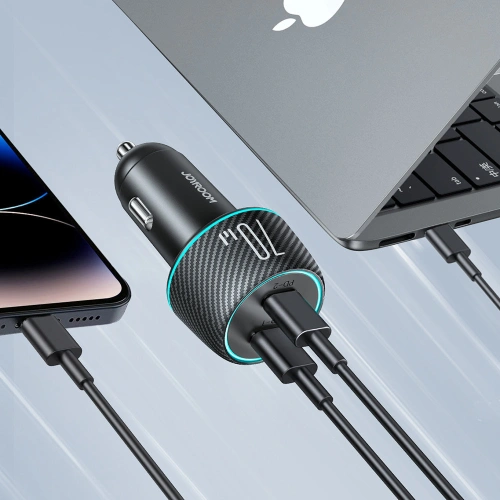 Kup Joyroom Autoladegerät JR-CCN02 2x USB-C 70W LED schwarz - JYR745 - {ean13} - Sklep Home Screen