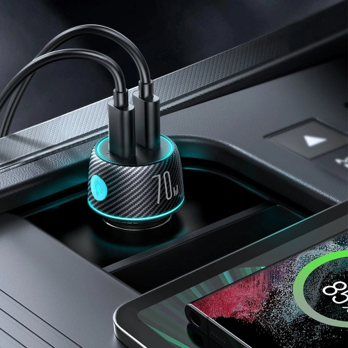 Kup Joyroom Autoladegerät JR-CCN02 2x USB-C 70W LED schwarz - JYR745 - {ean13} - Sklep Home Screen
