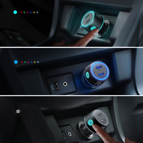 Kup Joyroom Autoladegerät JR-CCN02 2x USB-C 70W LED schwarz - JYR745 - {ean13} - Sklep Home Screen