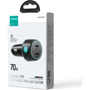 Buy Joyroom JR-CCN02 Car Charger 2x USB-C 70W LED black - JYR745 - {ean13} - Home Screen Store Europe