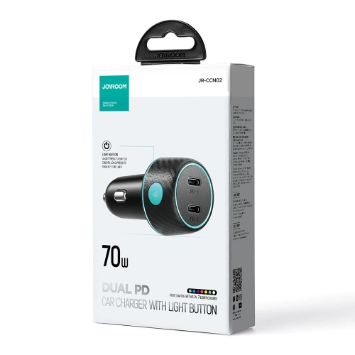 Kup Joyroom Autoladegerät JR-CCN02 2x USB-C 70W LED schwarz - JYR745 - {ean13} - Sklep Home Screen