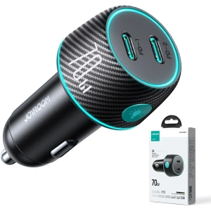 Buy Joyroom JR-CCN02 Car Charger 2x USB-C 70W LED black - JYR745 - {ean13} - Home Screen Store Europe