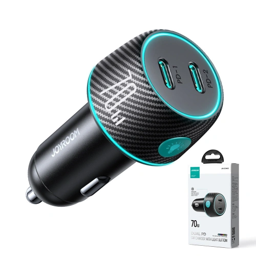 Kup Joyroom Autoladegerät JR-CCN02 2x USB-C 70W LED schwarz - JYR745 - {ean13} - Sklep Home Screen