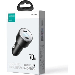 Kup Ładowarka samochodowa Joyroom JR-CCD02 2x USB-C 70W LED czarna - JYR746 - {ean13} - Sklep Home Screen