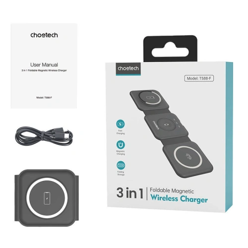 Kup Încărcător wireless magnetic Choetech T588-F 3w1 15W (negru) - CHT60 - {ean13} - Sklep Home Screen