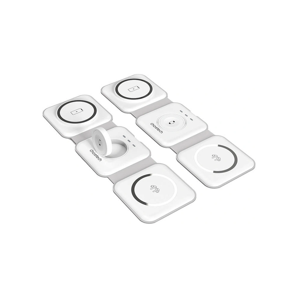 Ładowarka bezprzewodowa magnetyczna Choetech T588-F 3w1 15W (biała)