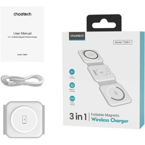 Kup Ładowarka bezprzewodowa magnetyczna Choetech T588-F 3w1 15W (biała) - CHT61 - {ean13} - Sklep Home Screen