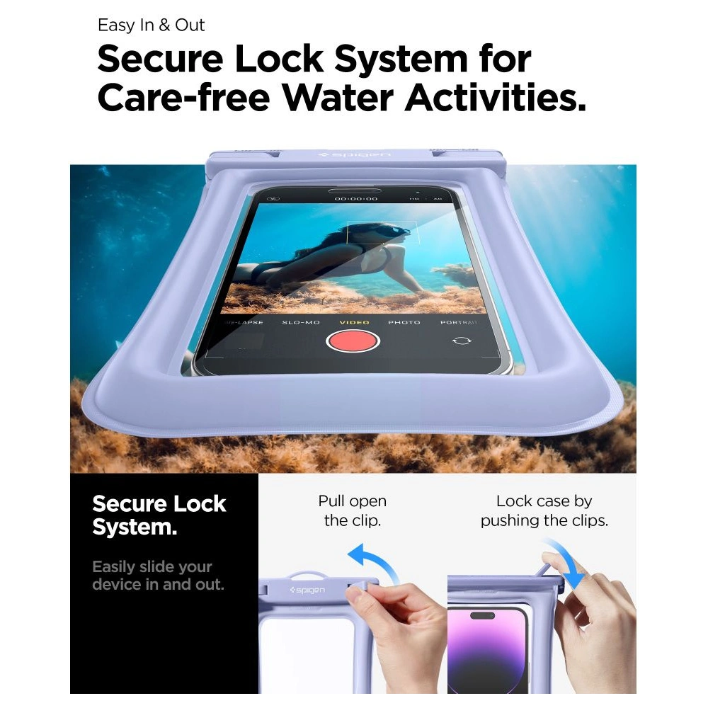 Etui wodoszczelne Spigen A610 Universal Waterproof Float Case Aqua Blue