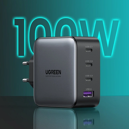 Buy UGREEN CD226 Wall Charger GaN 3x USB-C + USB-A PD 3.0 QC 4+ FCP SCP AFC 100W EU black - UGR1618 - {ean13} - Home Screen Store Europe