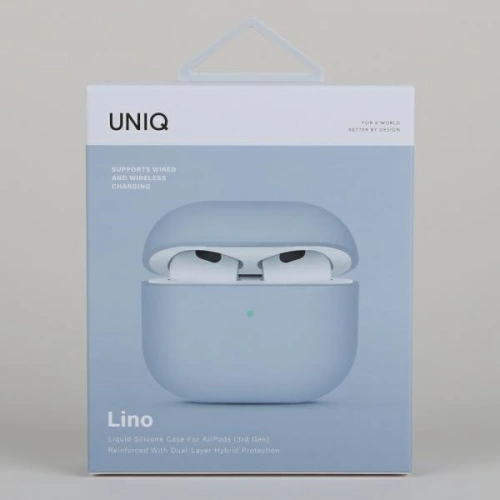 Kup Etui UNIQ Lino Silicone Apple AirPods 3 albastru deschis/arctic blue - UNIQ892 - {ean13} - Sklep Home Screen