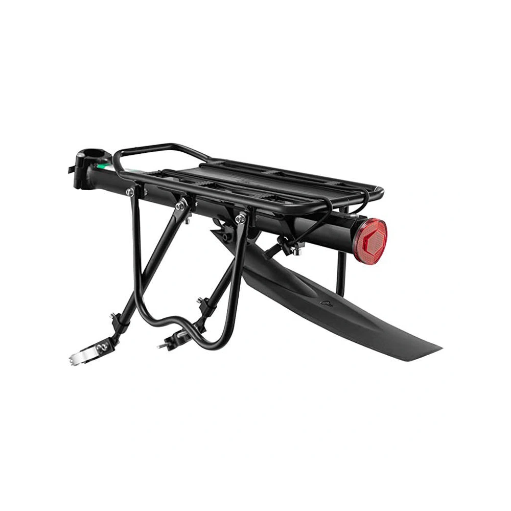 Tylny bagażnik rowerowy z błotnikiem i odblaskiem Rockbros HJ1008-1 (czarny)