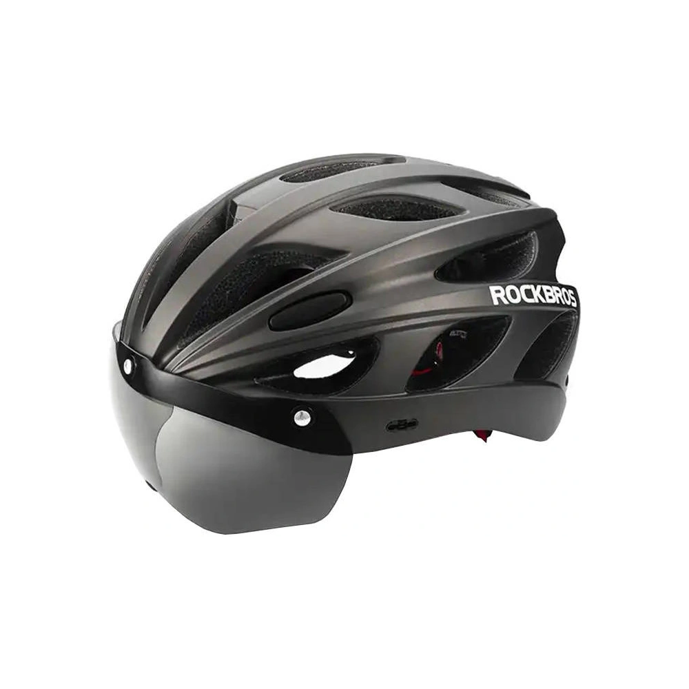 Kask rowerowy regulowany + okulary Rockbros TT-16 (czarny)