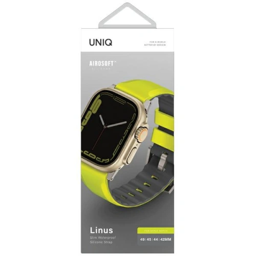 Kup UNIQ Linus Apple Watch 4/5/6/7/SE/8/9/Ultra 44/45/49mm Airosoft Silikon limonenkgrün/limegrün - UNIQ896 - {ean13} - Sklep Home Screen