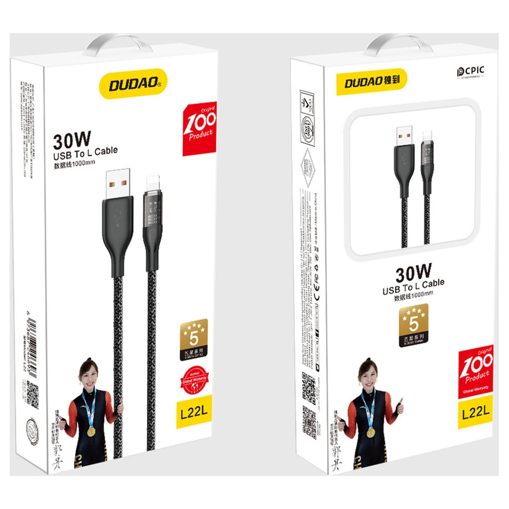 Kabel Dudao L22L USB-A/Lightning 30W 1m szary
