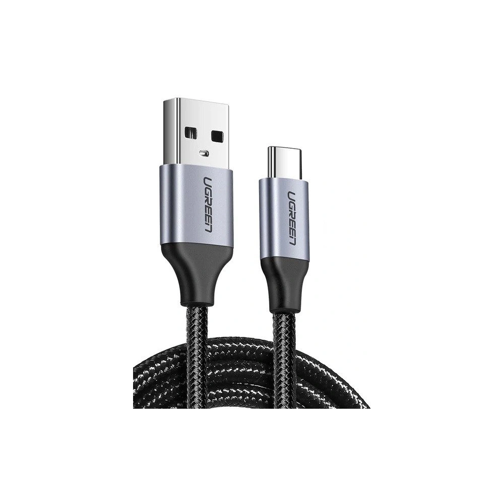 Kabel UGREEN USB-A/USB-C QC 3.0 2m z aluminiową wtyczką (czarny)