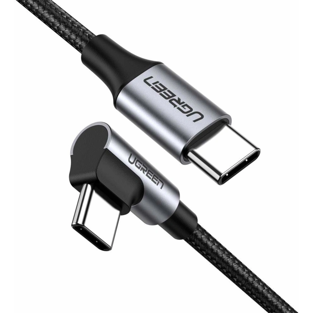 Kabel kątowy UGREEN USB-C/USB-C QC 3.0 PD 3A 60W 1m (czarny)