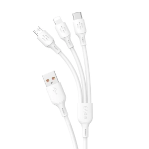 Kup Kabel Dudao L8A-3in1 3w1 USB-A/USB-C - microUSB - Lightning 480Mb/s 6A 1.2m alb - DDA270 - {ean13} - Sklep Home Screen
