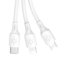 Kup Kabel Dudao L8A-3in1 3w1 USB-A/USB-C - microUSB - Lightning 480Mb/s 6A 1.2m alb - DDA270 - {ean13} - Sklep Home Screen