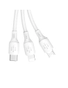 Kup Kabel Dudao L8A-3in1 3w1 USB-A/USB-C - microUSB - Lightning 480Mb/s 6A 1.2m bílý - DDA270 - {ean13} - Sklep Home Screen