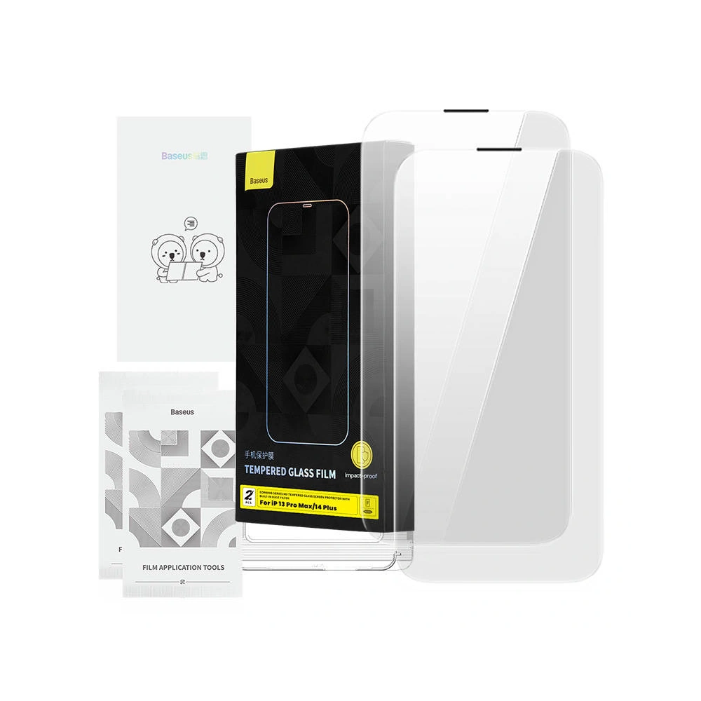 Szkło hartowane Baseus Corning Apple iPhone iPhone 14 Plus / 15 Plus z filtrem przeciwpyłowym