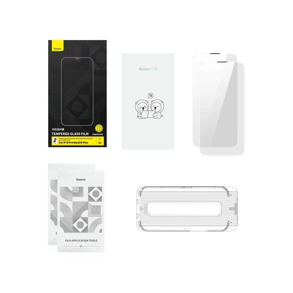 Szkło hartowane Baseus Corning Apple iPhone iPhone 14 Plus / 15 Plus z filtrem przeciwpyłowym